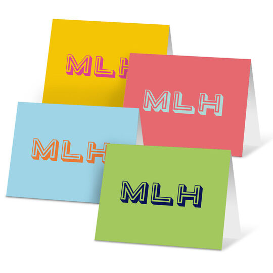 Shadow Initials Folded Note Card Collection